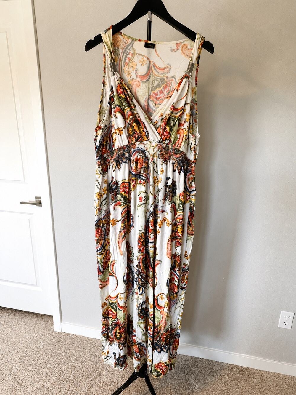 LASCANA for VENUS Paisley Boho Maxi Dress XL Empire Waist Vacation Resortwear